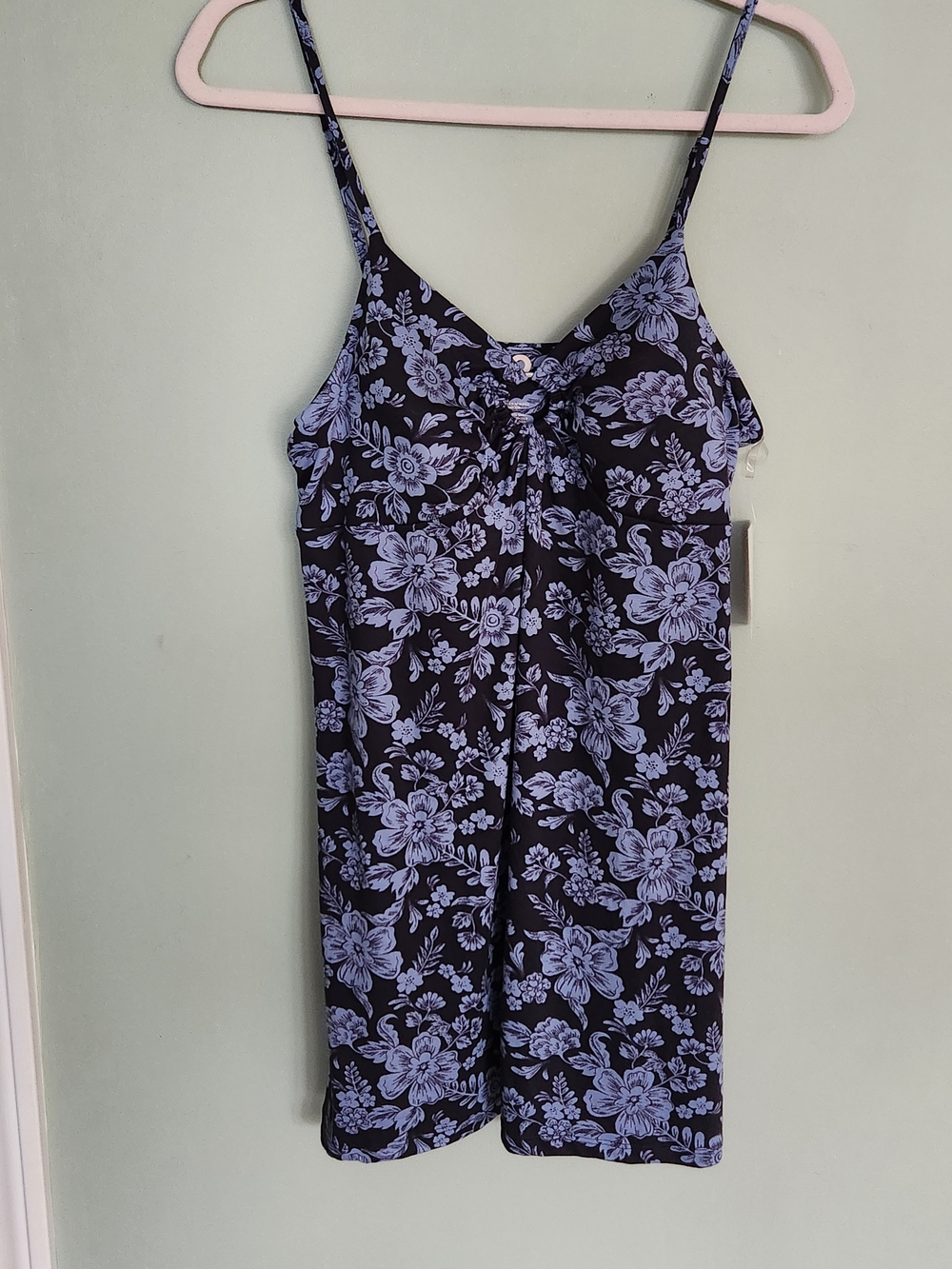 Floral Lace-Trim Slip Dress - Black & Lavender